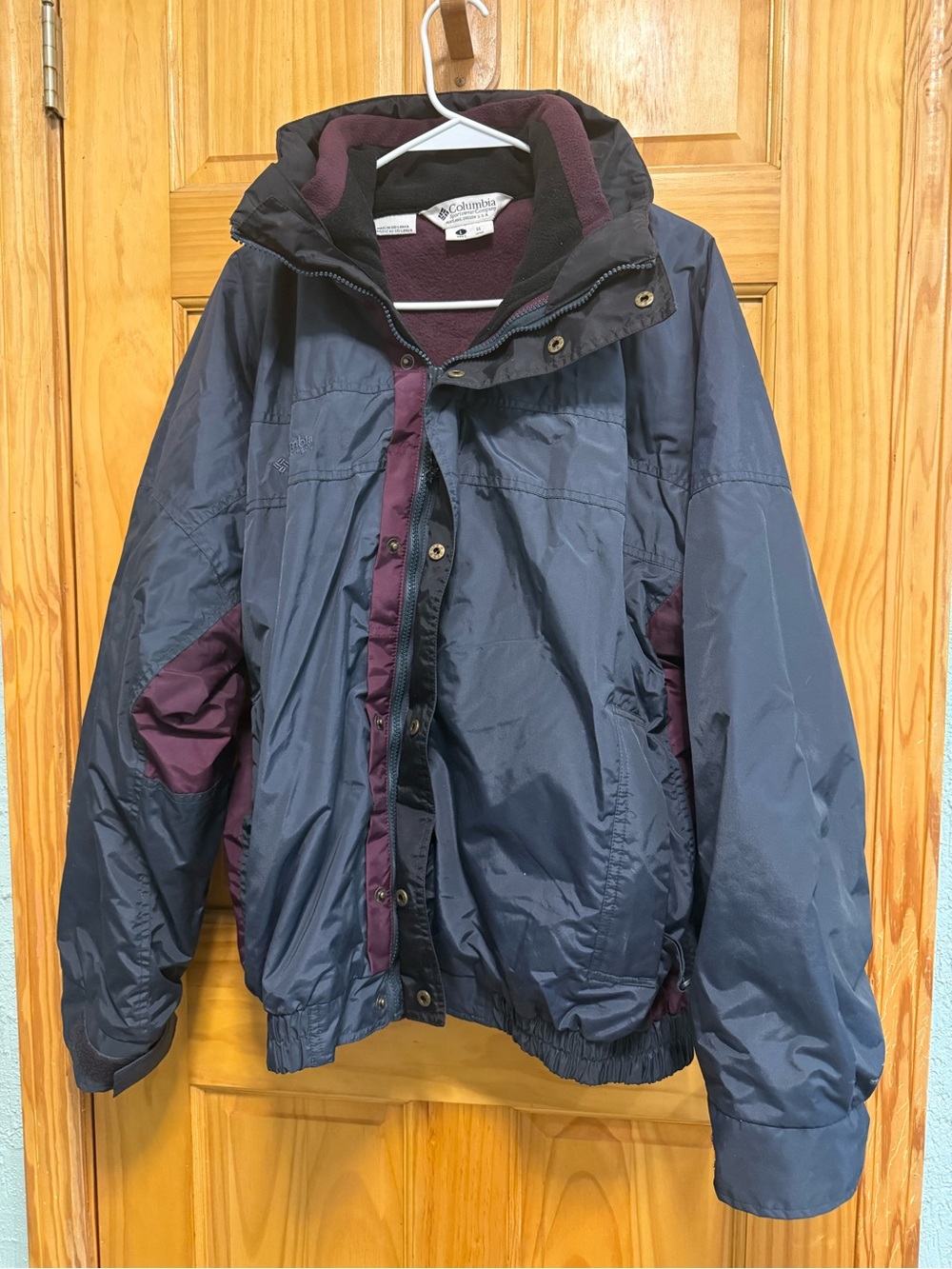 VTG. Columbia Bugaboo Men's Navy & Burgundy Insulated Jacket size L